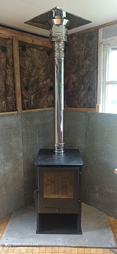 Установка Камина Печь-Камин Варвара "ГАРМОНИЯ 105 (ПЛИТКА)" и дымохода (Комплект)