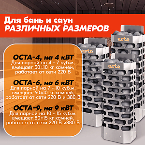 Электрическая каменка СТЭН ЭКМ 4 Octa steel 